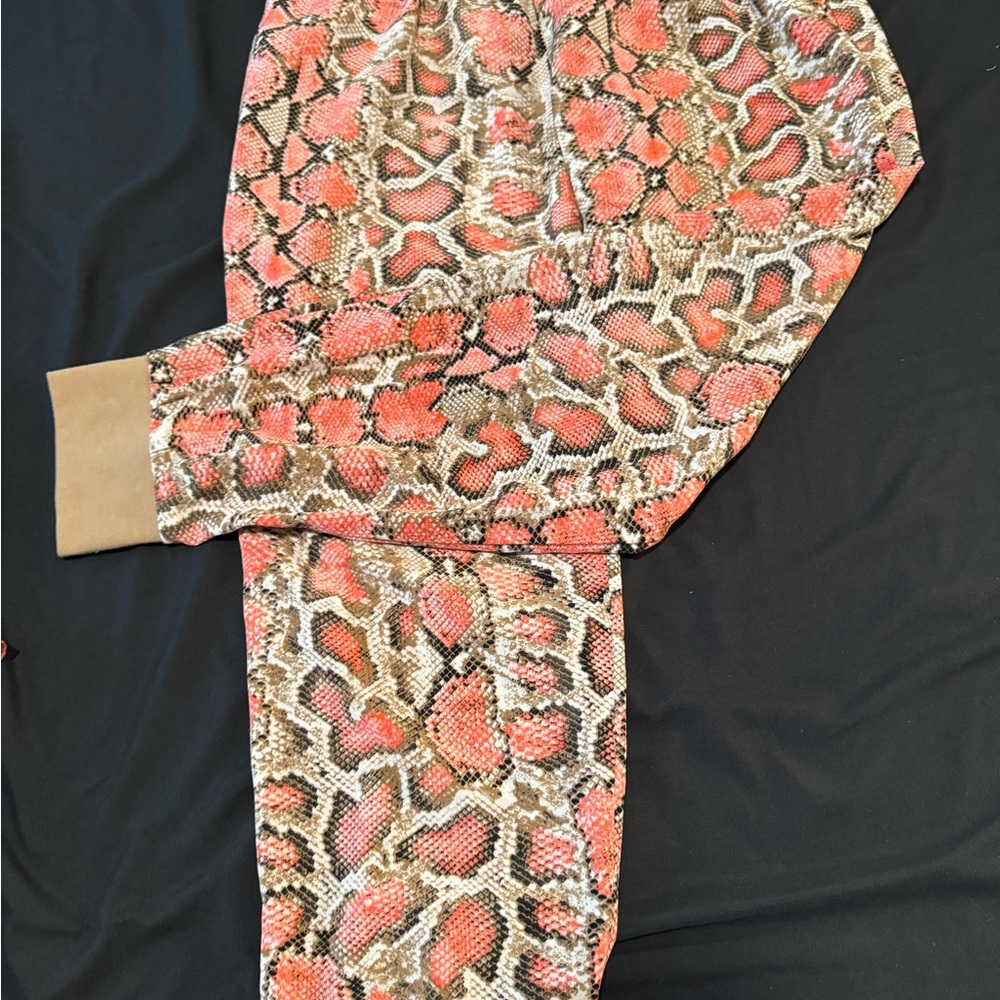 Arden B Snake Print Pants - Red and Tan